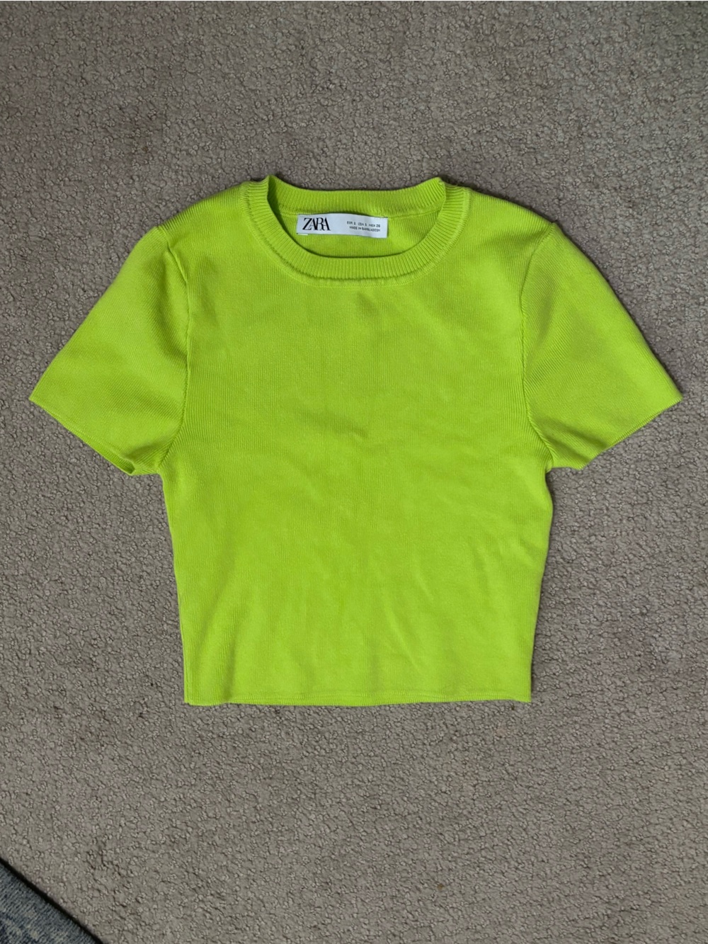 Zara Lime Short Sleeve Knit Top
